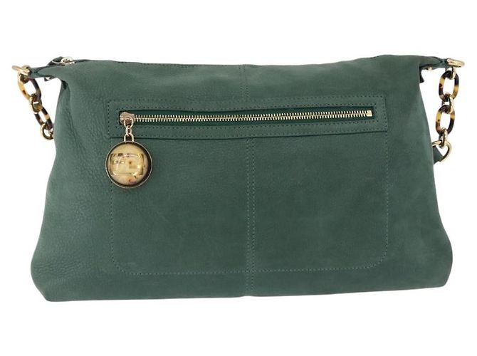 FENDI Shoulder Bag Leather Green Gold - vista 2