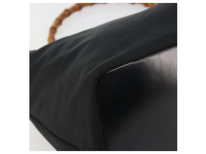 GUCCI Bamboo Hand Bag Nylon Black Silver - vista 11