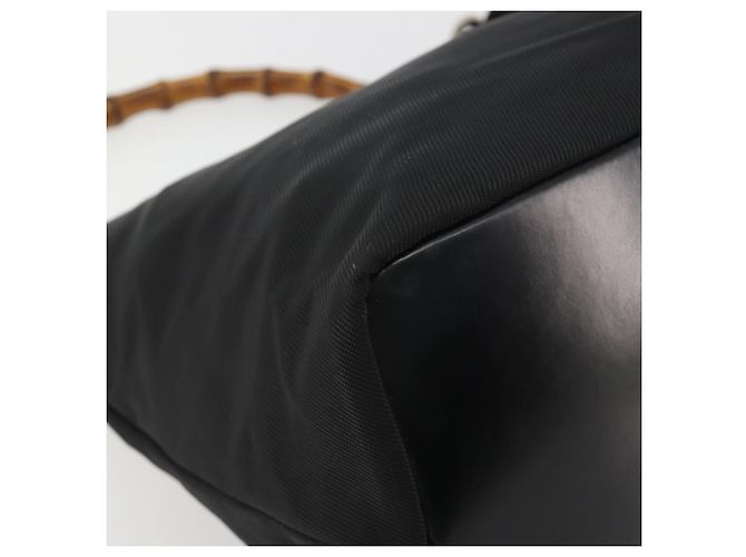 GUCCI Bamboo Hand Bag Nylon Black Silver - vista 13
