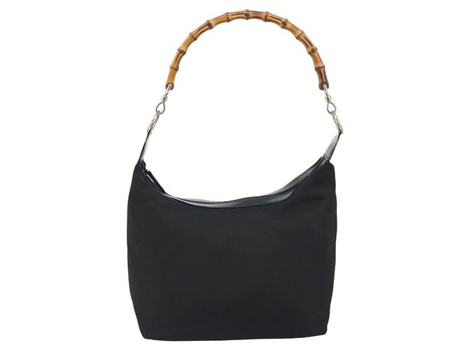 GUCCI Bamboo Hand Bag Nylon Black Silver - vista 2