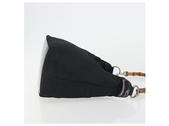 GUCCI Bamboo Hand Bag Nylon Black Silver - vista 4