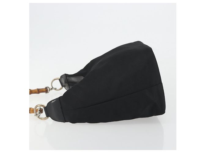 GUCCI Bamboo Hand Bag Nylon Black Silver - vista 5