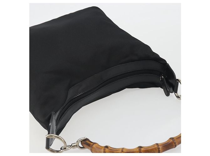 GUCCI Bamboo Hand Bag Nylon Black Silver - vista 6