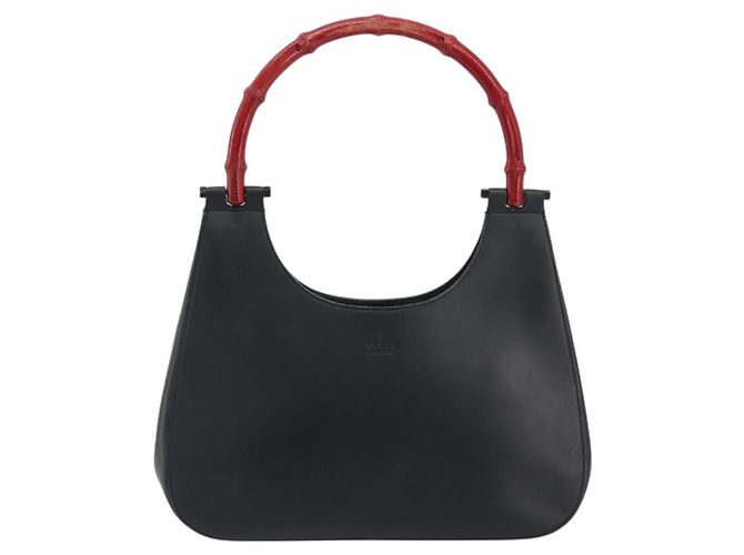 GUCCI Bamboo Hand Bag Leather Black 001 3761 - vista 2
