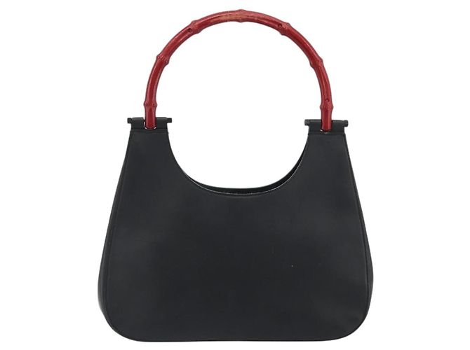 GUCCI Bamboo Hand Bag Leather Black 001 3761 - vista 3