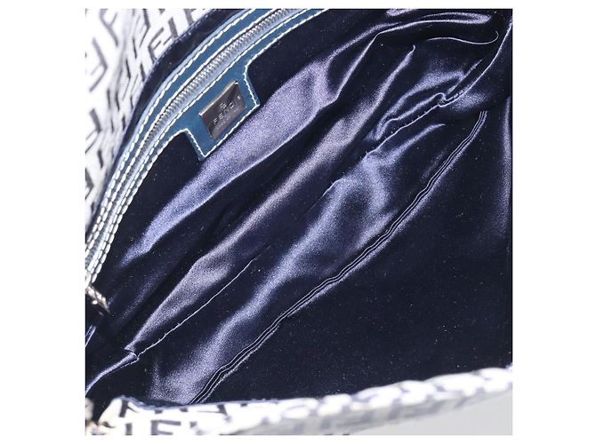 FENDI Zucchino Canvas Mamma Baguette Shoulder Bag Navy Silver - vista 18