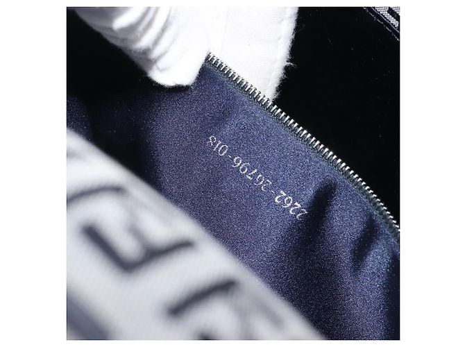 FENDI Zucchino Canvas Mamma Baguette Shoulder Bag Navy Silver - vista 23