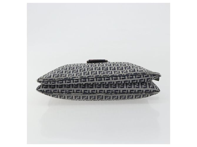 FENDI Zucchino Canvas Mamma Baguette Shoulder Bag Navy Silver - vista 9