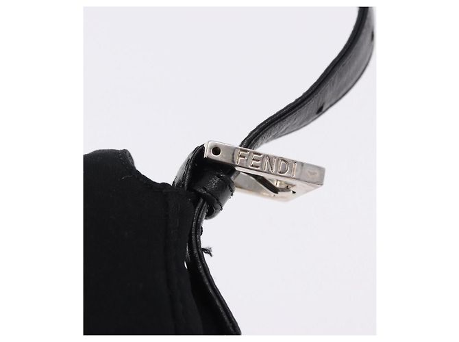 FENDI Mamma Baguette Shoulder Bag Cotton jersey Black Silver - vista 14