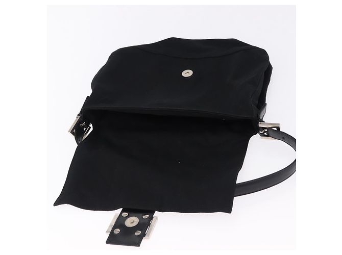 FENDI Mamma Baguette Shoulder Bag Cotton jersey Black Silver - vista 17
