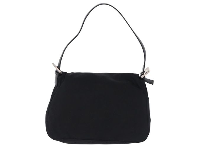 FENDI Mamma Baguette Shoulder Bag Cotton jersey Black Silver - vista 3