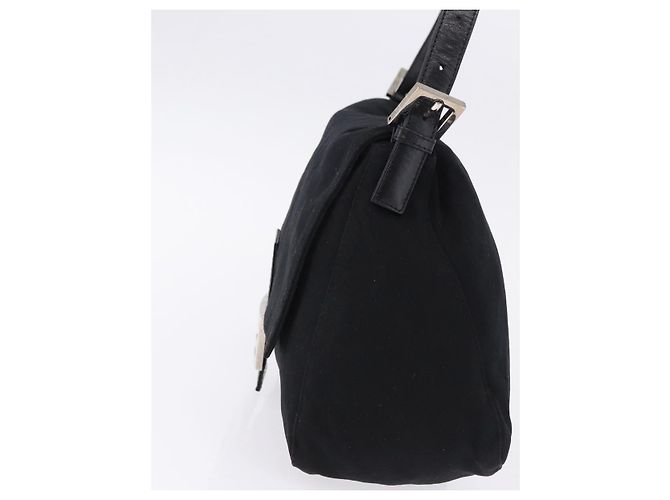 FENDI Mamma Baguette Shoulder Bag Cotton jersey Black Silver - vista 4