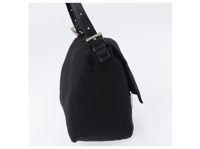 FENDI Mamma Baguette Shoulder Bag Cotton jersey Black Silver - vista 5