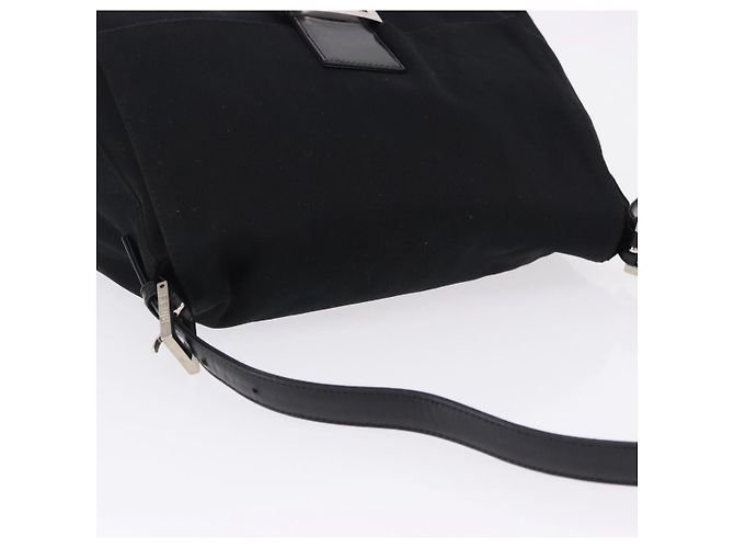 FENDI Mamma Baguette Shoulder Bag Cotton jersey Black Silver - vista 6