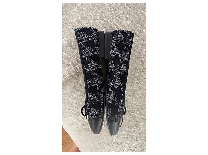 Bailarinas Chanel de Tweed Negro Blanco - vista 2