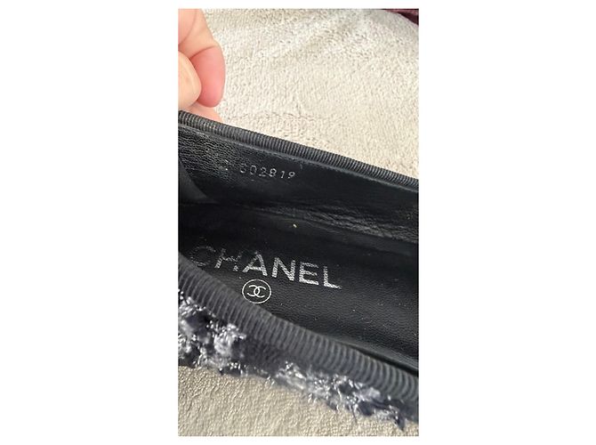 Bailarinas Chanel de Tweed Negro Blanco - vista 3