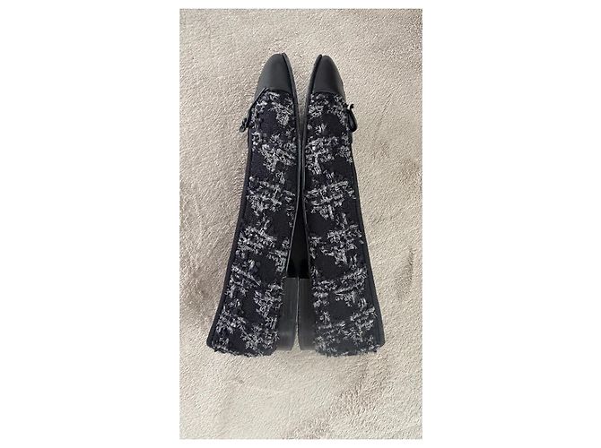 Bailarinas Chanel de Tweed Negro Blanco - vista 6