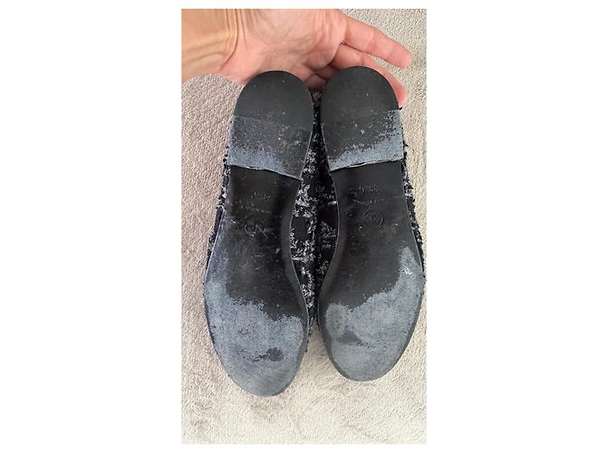 Bailarinas Chanel de Tweed Negro Blanco - vista 7