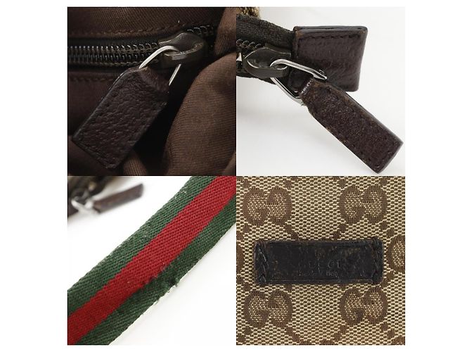 Bolsa Messenger com Zíper Gucci Web Strap em Canvas GG e couro Small Marrom - vista 5