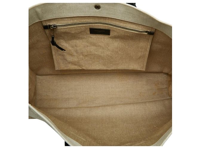 Borsa Tote Saint Laurent Rive Gauche Bianco Beige - vista 8