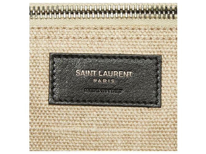 Borsa Tote Saint Laurent Rive Gauche Bianco Beige - vista 9