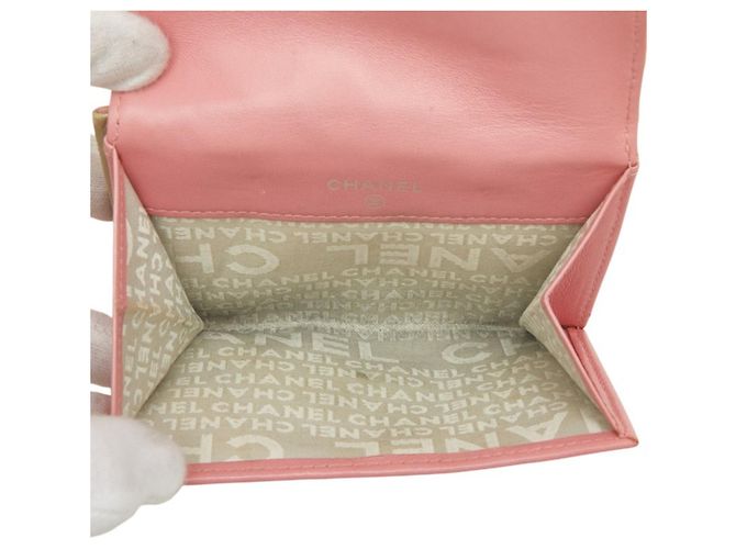 Chanel Icon Line Coco Mark Double Snap Bi-fold Wallet Silvery Pink - view 7