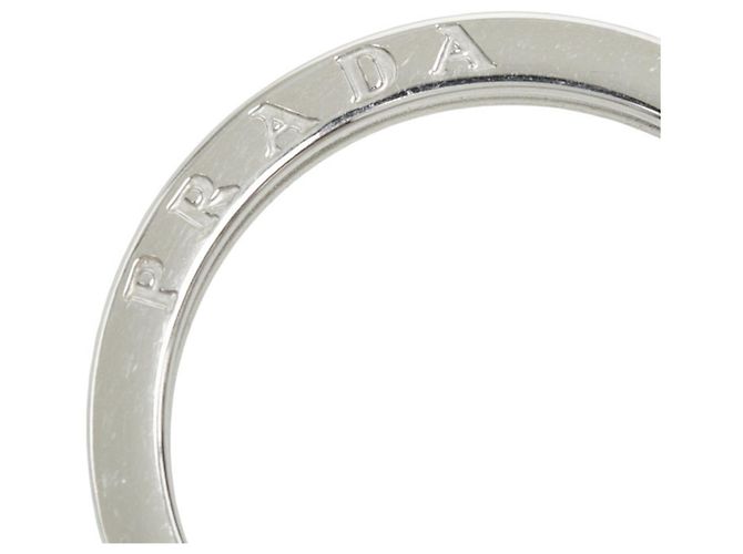 Saffiano Portachiavi Prada con placca logo triangolare Nero - vista 3