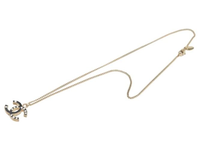 Collana con ciondolo a catena Chanel Coco Mark Nero D'oro - vista 4