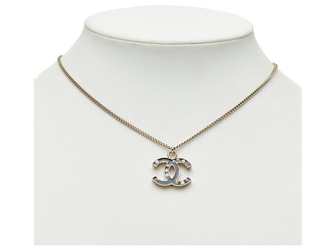 Collana con ciondolo a catena Chanel Coco Mark Nero D'oro - vista 7