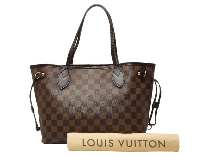 Borsa Louis Vuitton Damier Neverfull PM Marrone - vista 12