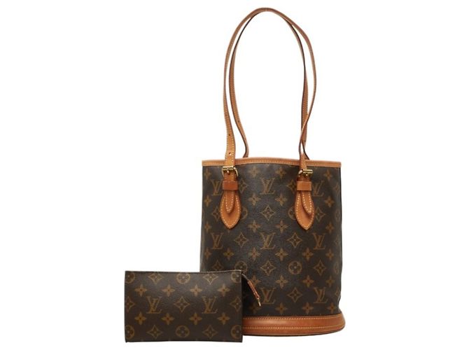 Borsa Tote Louis Vuitton Monogram Petite Bucket PM Marrone - vista 18