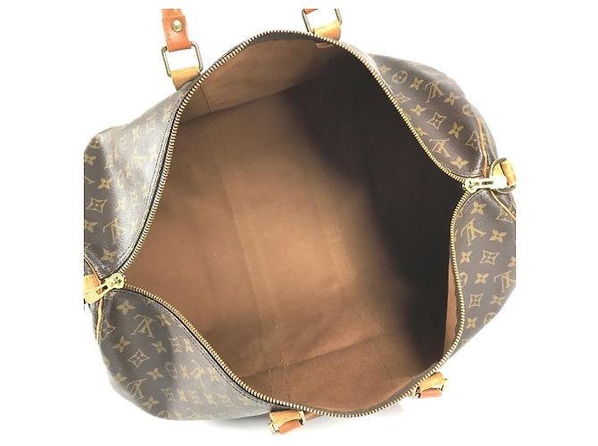 Borsa Louis Vuitton Monogram Keepall Bandoulière 55 Marrone - vista 11