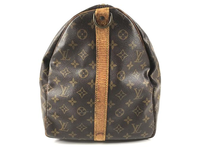 Borsa Louis Vuitton Monogram Keepall Bandoulière 55 Marrone - vista 3
