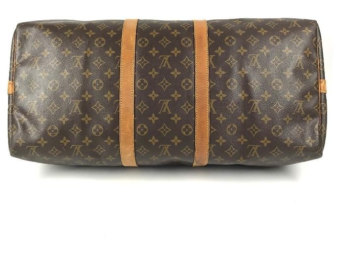 Borsa Louis Vuitton Monogram Keepall Bandoulière 55 Marrone - vista 5