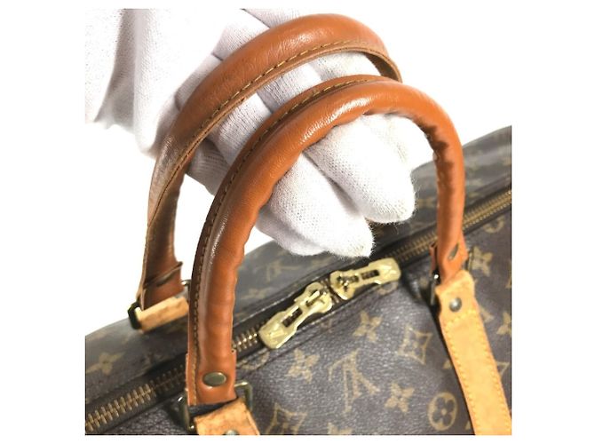Borsa Louis Vuitton Monogram Keepall Bandoulière 55 Marrone - vista 8
