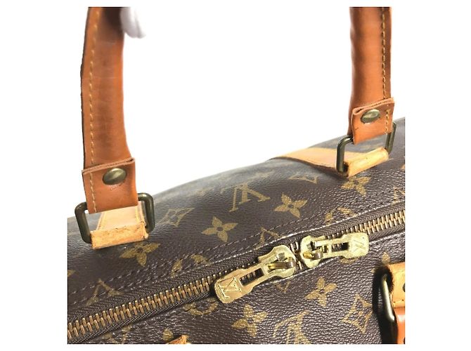 Borsa Louis Vuitton Monogram Keepall Bandoulière 55 Marrone - vista 9