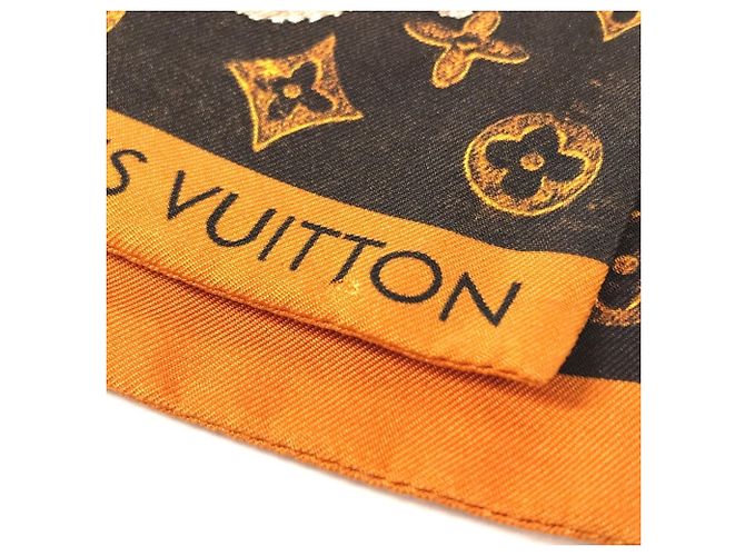 Lenço de seda Louis Vuitton Catgram Marrom - vista 12