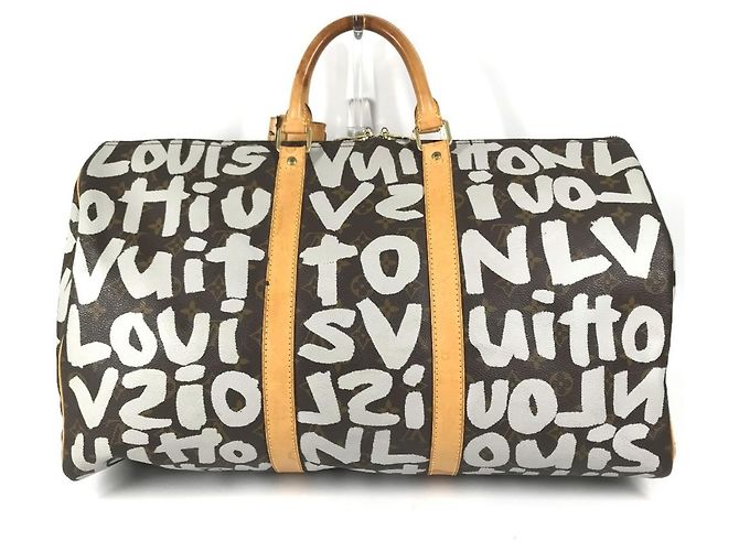 Sac Boston Louis Vuitton Monogram Graffiti Keepall 50 Marron Blanc - vue 2