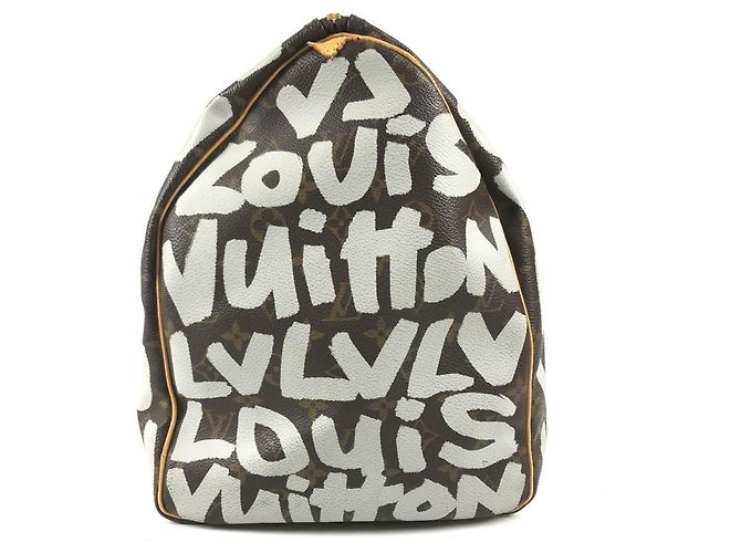 Sac Boston Louis Vuitton Monogram Graffiti Keepall 50 Marron Blanc - vue 3