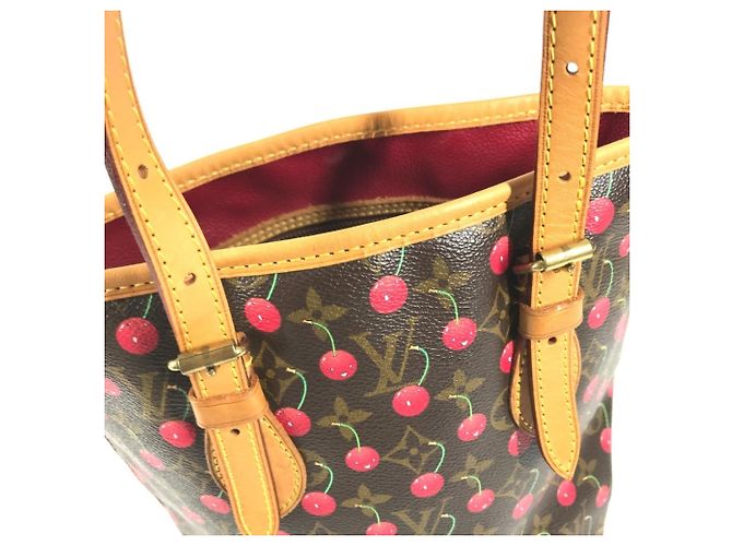 Bucket Borsa Secchiello Louis Vuitton Monogram Cherry PM Marrone Rosso Monogramma - vista 10