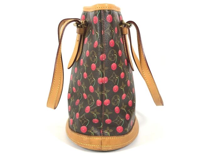 Bucket Borsa Secchiello Louis Vuitton Monogram Cherry PM Marrone Rosso Monogramma - vista 3