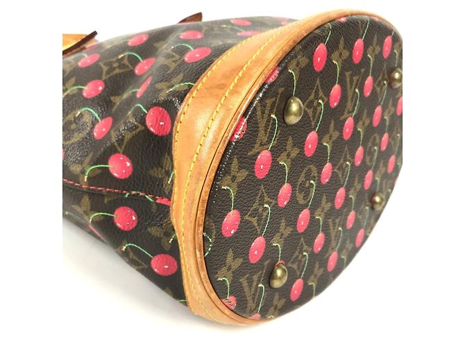 Bucket Borsa Secchiello Louis Vuitton Monogram Cherry PM Marrone Rosso Monogramma - vista 7