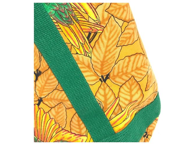 Hermès Bolsa de Ombro Hermes Vintage com Padrão de Pássaros Verde Amarelo - vista 15