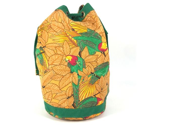 Hermès Bolsa de Ombro Hermes Vintage com Padrão de Pássaros Verde Amarelo - vista 2