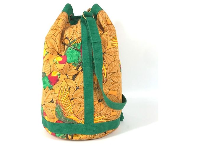 Hermès Bolsa de Ombro Hermes Vintage com Padrão de Pássaros Verde Amarelo - vista 4