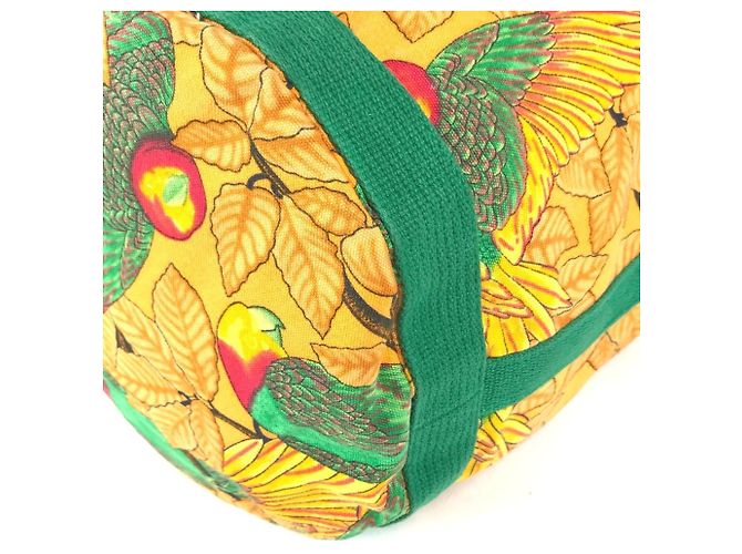 Hermès Bolsa de Ombro Hermes Vintage com Padrão de Pássaros Verde Amarelo - vista 6