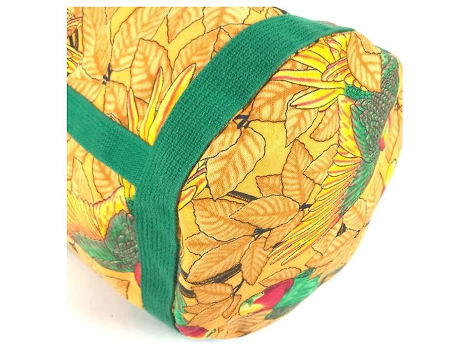 Hermès Bolsa de Ombro Hermes Vintage com Padrão de Pássaros Verde Amarelo - vista 7