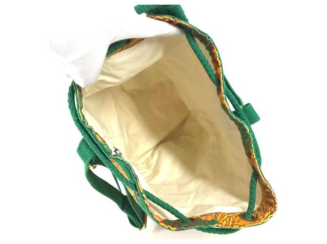 Hermès Bolsa de Ombro Hermes Vintage com Padrão de Pássaros Verde Amarelo - vista 9