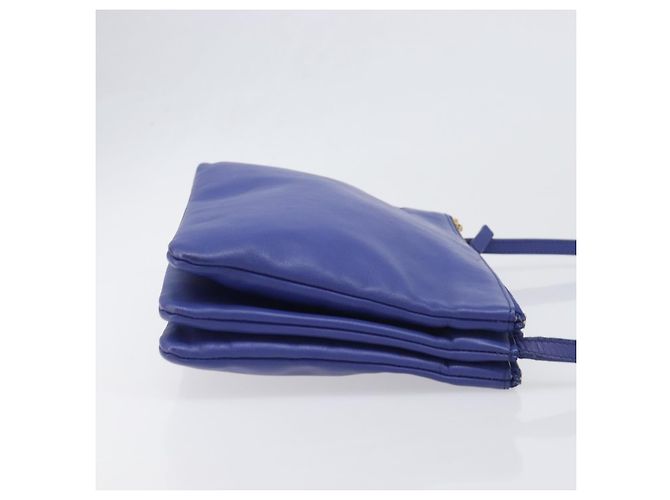 Céline Celine Trio Leather Small Blu - vista 3