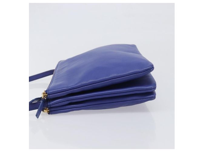 Céline Celine Trio Leather Small Blu - vista 4